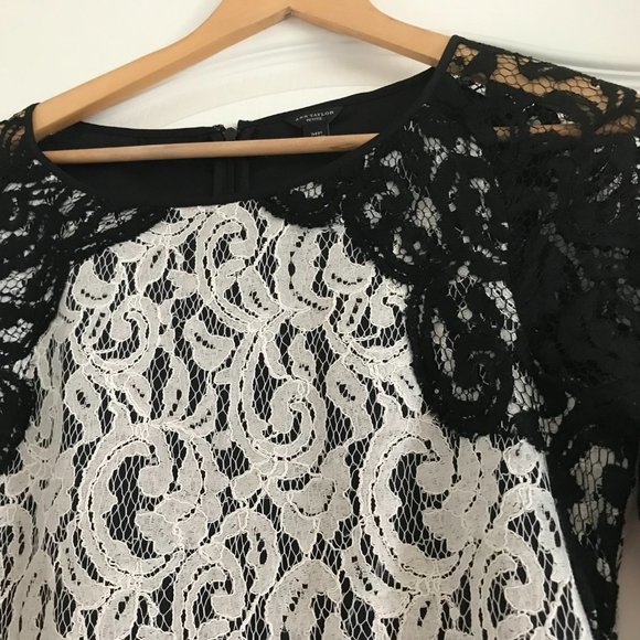 Ann Taylor black and white lace top - Picture 2 of 3